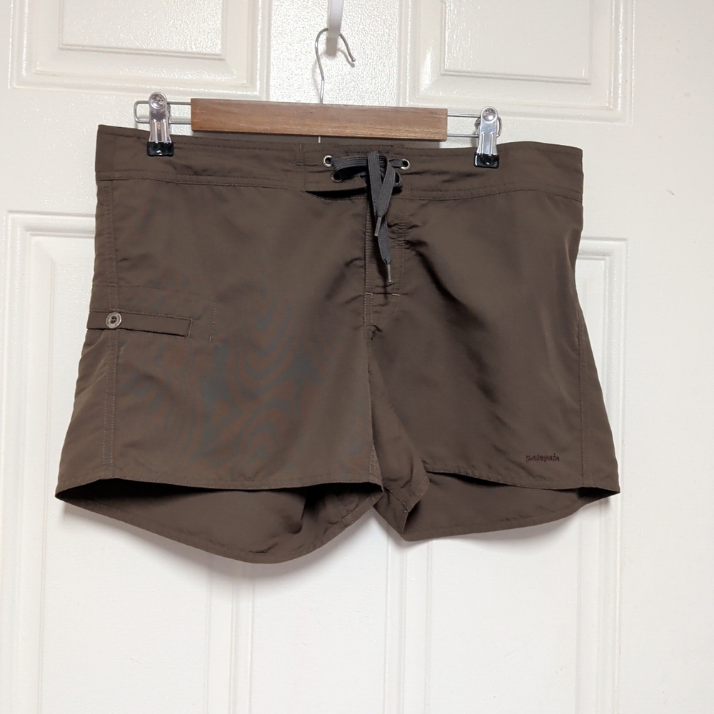 Patagonia Water Girl Swim Board Shorts Womens 12 Brown Nylon Low Rise Hiking